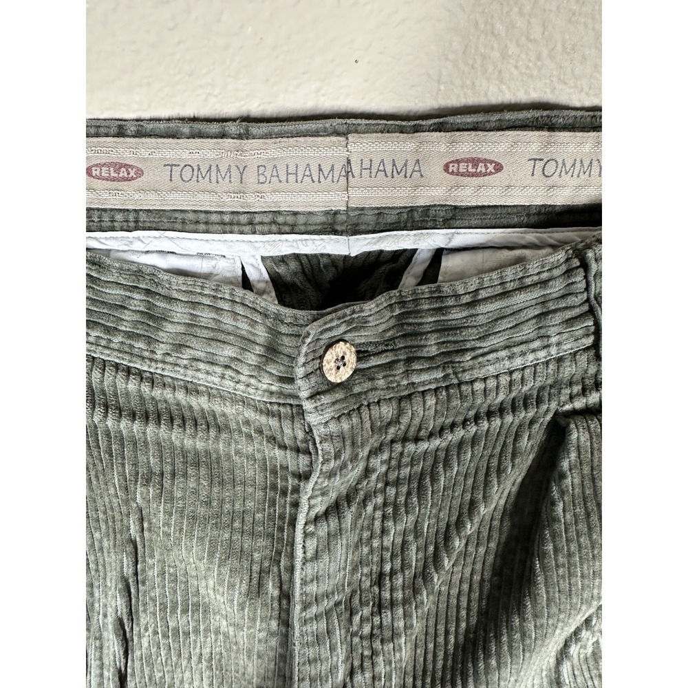 Tommy Bahama Relax Corduroy Pants Mens 34 Olive Green Pleated 34x32 - Picture 5 of 8